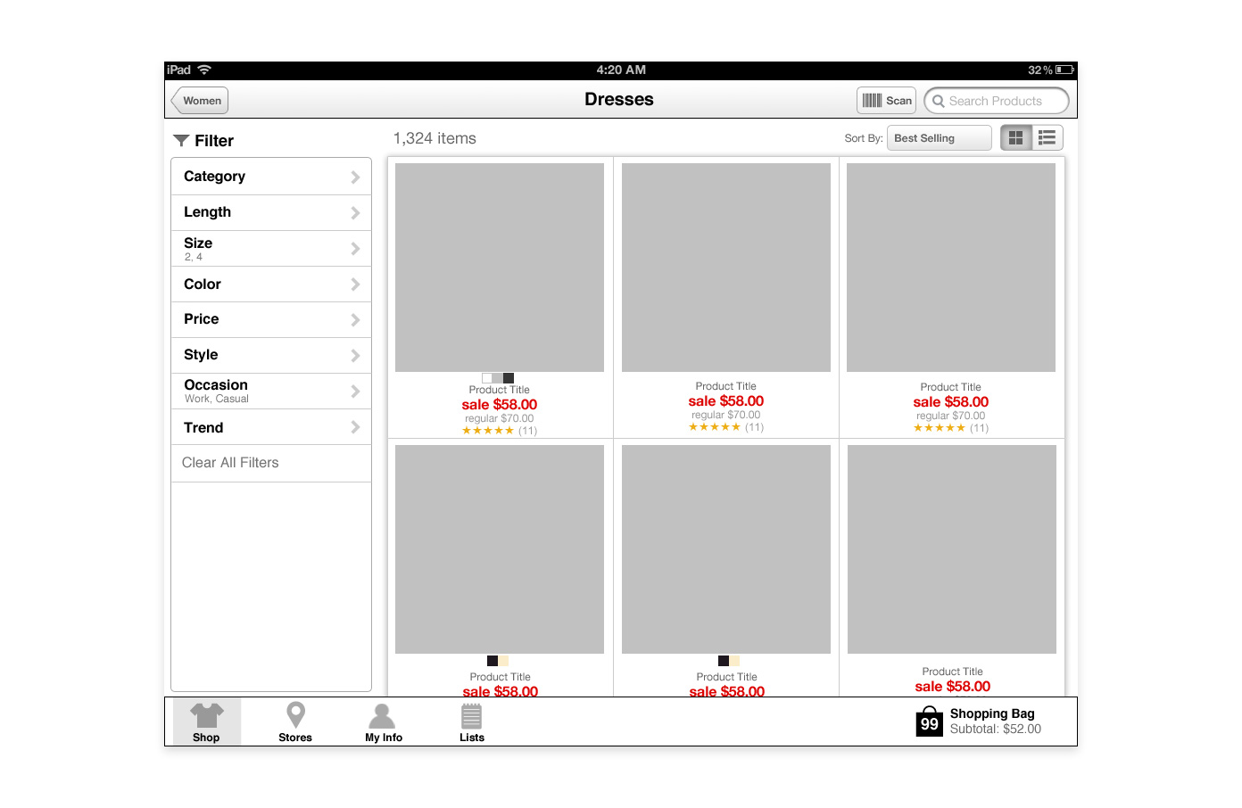 iPad Wireframes